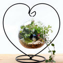 10cm Heart Iron Hanging Glass Tea Light Candle Holder Mini Flowerpot_ Black