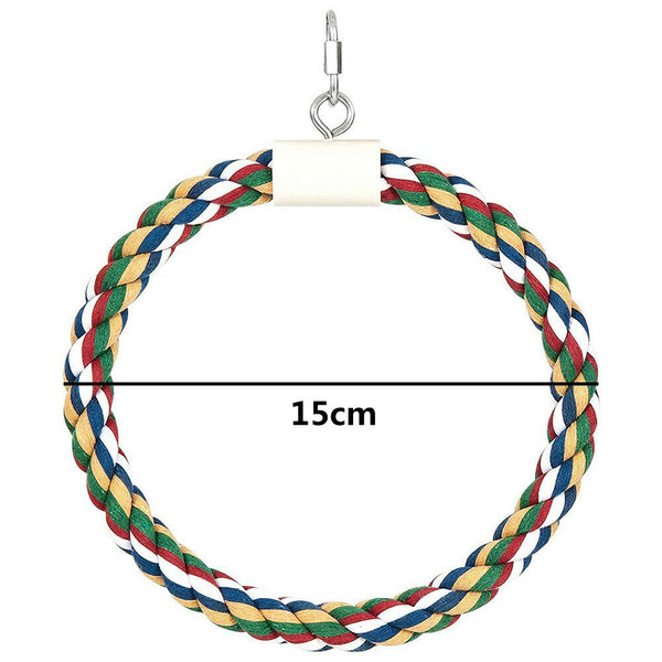 Pet Stand Training Birds Swing Toys Cage Hanging Braided Chew Rope (S) A#S