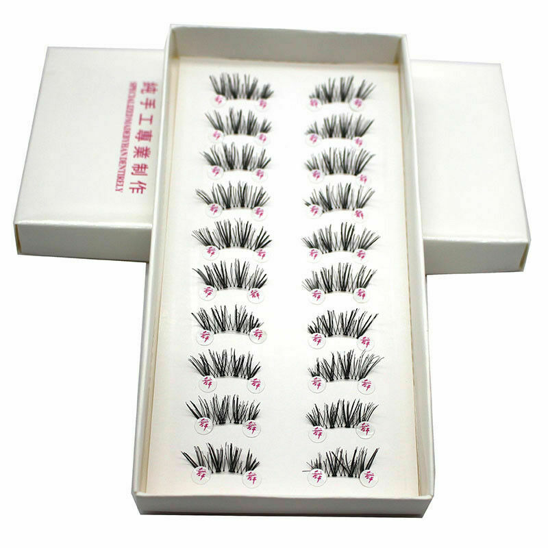 Handmade Cross False Eyelashes Half Mini Corner Winged-Eye Pairs Lashes 10 R5Z8