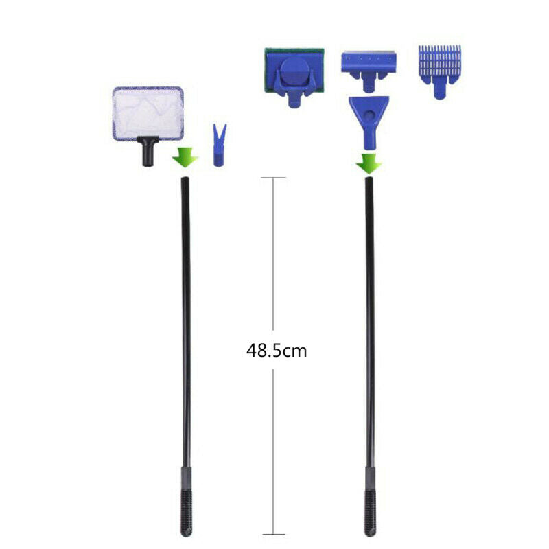 Fish Tank Aquarium Cleaning Kit Glass Brush Fishnet Magnetic Cleaner Tools 5 in1