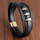 Leather Rope Bracelet Stainless Steel Leather Woven Bracelet Leather Multi-