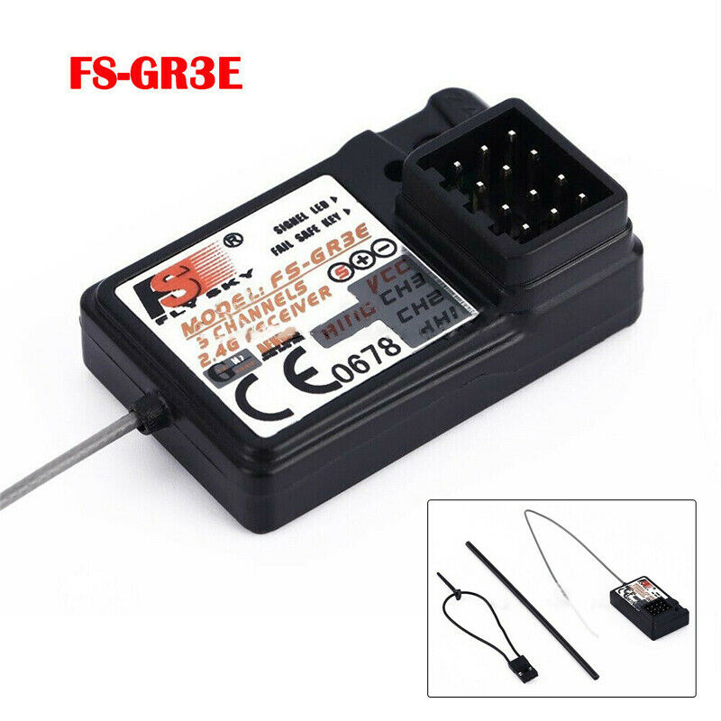 FS-GR3E Upgraded 2.4G 3CH Channel Receiver GT3B GR3C for RC Car Truck Boat Black