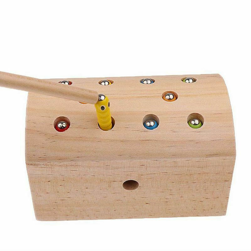10Pcs Insects Basic Educational Development Wooden Magnetic Catch Insects G M3U9