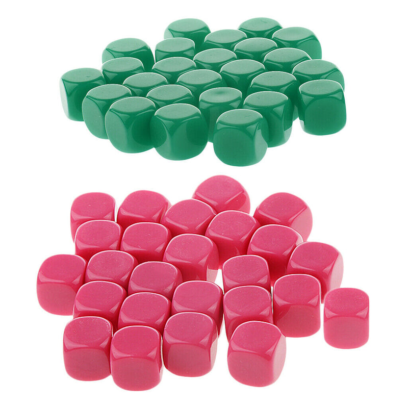 50 Pieces Opaque Blank Dice D6 for D&D RPG MTG Party Games Green + Rose Red