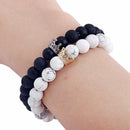 2x King Queen Crown 8mm Beads Bracelets His And Her Friendship Couple Bracelet