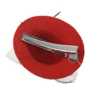 Women Party Rhinestone Decor Black Feather Red Mini Top Hat Fascinator Hair R5S8
