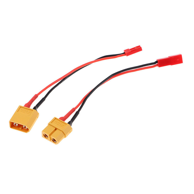 Pair of RC Lipo Battery Charge Cable 13cm XT60/XT-60 Male/Female to JST Plug