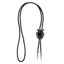Black  Turquoise Bola Bolo Tie Western Cowboy Rodeo Necktie