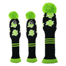 3Pcs Knitted Golf Headcover - PomPom Golf Club Head Covers Universal Fit for All