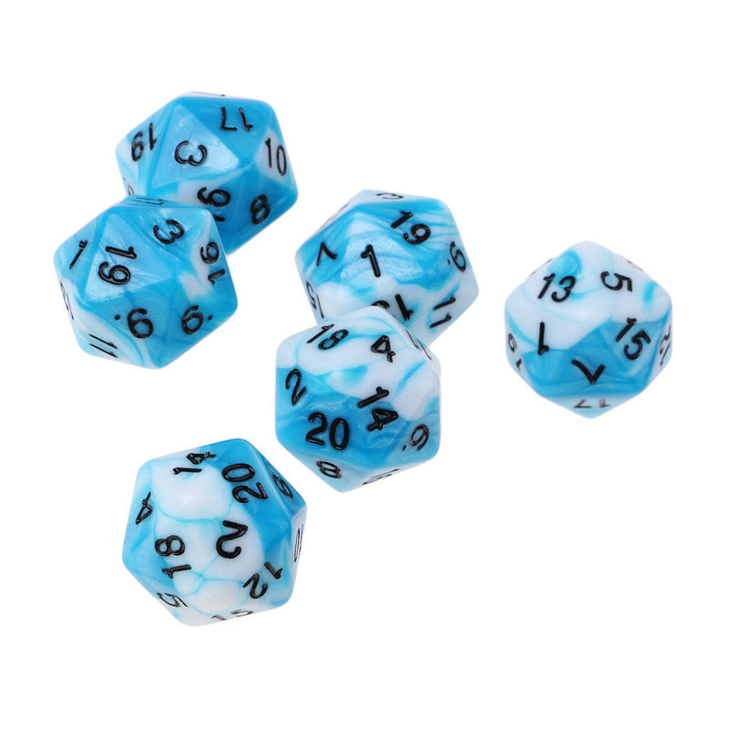 Set of 20 Colorful D20 Dice for D&D RPG Game 20 Sided 14mm
