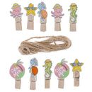 10pcs/pack Creative Marine animal Wooden Clip Clothespin Decoration Clips Peg OZ