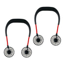 2pcs Mini Lazy Fan USB Dual Cooling Neck Hanging Cooler for Fitness Running Home