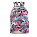 Fashion Waterproof Polyester Women Backpack Multicolor Feather Printing Gir