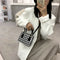 Retro Plaid Shoulder Crossbody Bag Women PU Portable Totes Handbags (Black)