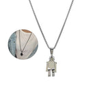 Fashion Stainless Steel Necklace Robot Pendant Choker Hiphop Chain Charm Jewel3C