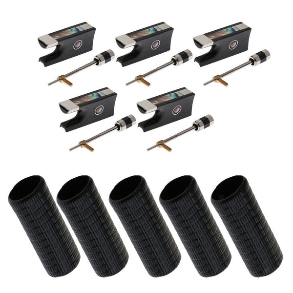 10pcs/Pack 4/4 Violin Bow Frog + Violin Bow Shaft Grip Replacement Parts