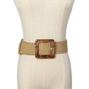 Woven Belt Buckle Fashion Ladies Casual Belt Ladies Dress Straw Belt Black