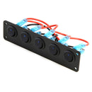 Waterproof 5 Gang Blue LED Rocker Switch Panel 12V 20A 24V 10A for Car Boat A