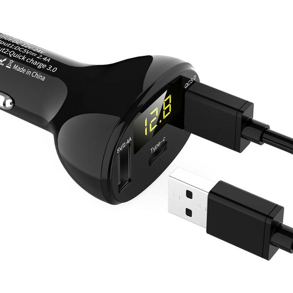 Type C+Qc3.0 Car Charger Quick Charger 3.0 Car Dual Usb And Type C Radio Mo P5S8