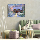 5D DIY Full Round Drill Diamond Painting Christmas House Cross Stitch Craft