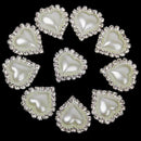 10pcs Embellishments to Stick Back Buttons Heart Shape Beige