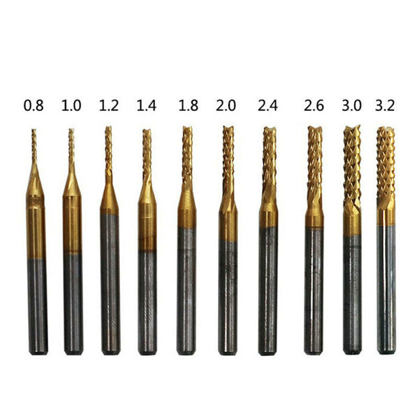 10X 0.8-3.175mm Coated Carbide Cutter Engraving CNC Router Bits End Mill for PCB