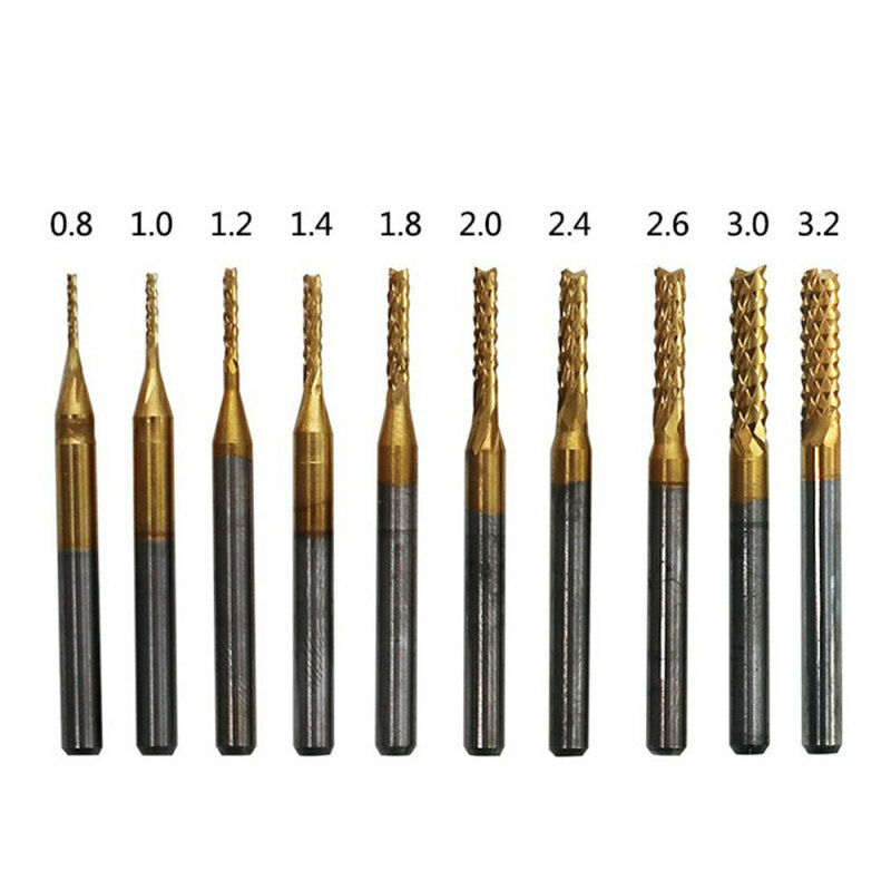 10X 0.8-3.175mm Coated Carbide Cutter Engraving CNC Router Bits End Mill for PCB