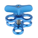 Triple Ball Clamp 3-Holes Clip Bracket for Diving Light Blue