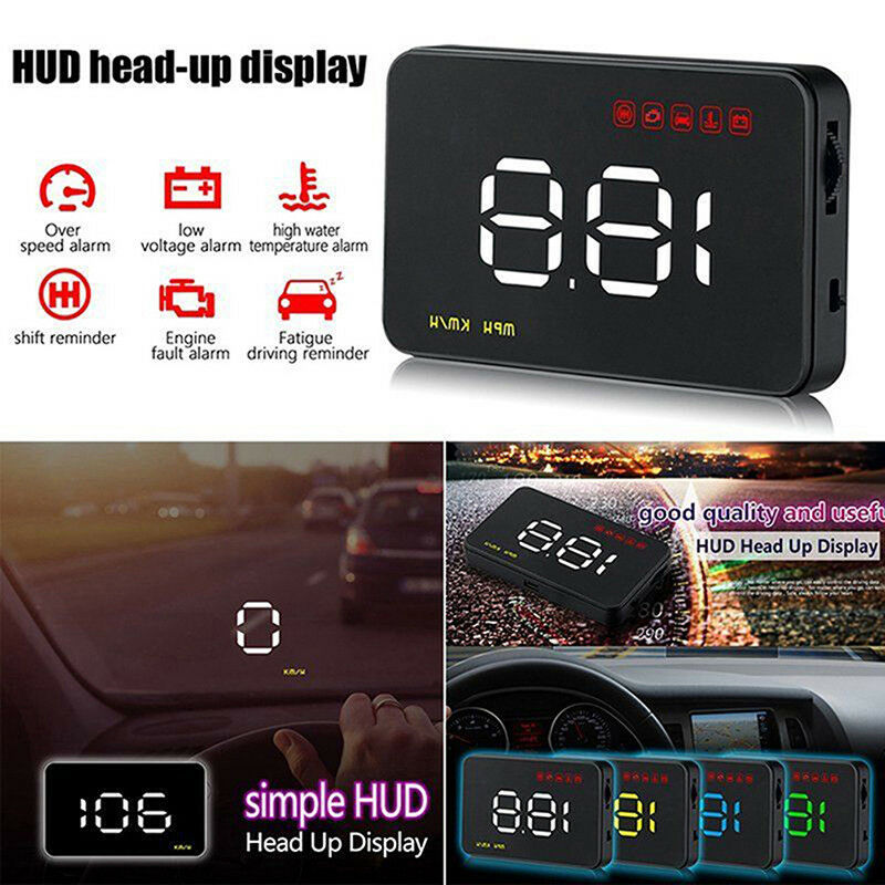 Car Head Up Display II HUD Projector Speedometer MPH KM/h Speed Warning FT