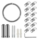 Curtain Drape Wire Rod Set with 12 Clips, Stainless Steel Picture Hanging W C9V8