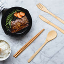 Travel Flatware Bamboo Set Reusable Portable Cutlery Tableware set Campi%!
