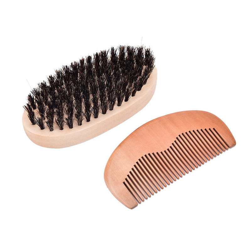 Men'sboar bristle beard brush and comb, beard comb grooming kit brush+combset 3C