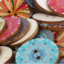 Mixed Flower Painting Round 2 Holes Wood Wooden Buttons for Sewing Crafting V7A7