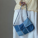 Elgant Splicing Denim Underarm Bag Casual Women Shoulder Top-handle Purses