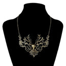 Short necklace with Deer Head pendant for Christmas Party B3E5