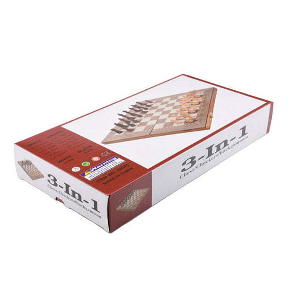 Professional Tournament 3-in-1 Wooden Chess Set Portable Folding Chessboard
