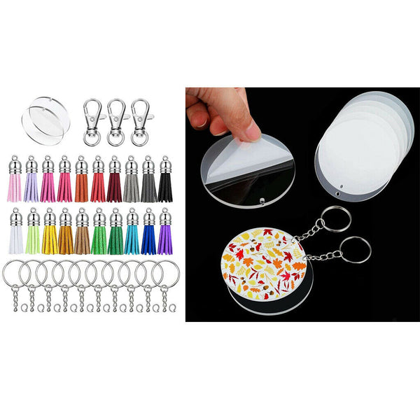 100 Pieces Key Chains Rings Lobstor Clasp Tassels Colourful Leather Tassels
