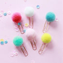 72 Pieces / Piece Cute Colored Plush Ball Bookmark Metal Clip Paper Clip Bo S7K5