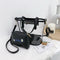 2pcs PVC Transparent Women Shoulder Crossbody Bag PU Clutch Handbag (Black)