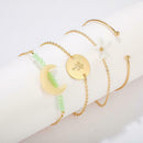 4pcs/set Retro Lily Flower Bracelet Boho Moon Women Charm Bangle Jewelry