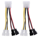 2pcs 4-Pin Molex to 3-Pin fan Power Cable Adapter Connector 12v*2 / 5v*2 A