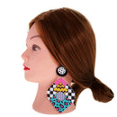 Exquisite Colorful Acrylic Long Drop Dangle Pop-Art Cubic Pattern Gift Women