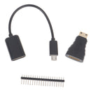 3 in 1 Set for Raspberry Pi Zero HDMI Adapter OTG Cable Male 40P GPIO Header Gw