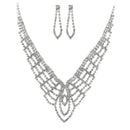 2 Piece Set Geometric Crystal Diamond Phoenix Necklace Earrings Jewelry Set