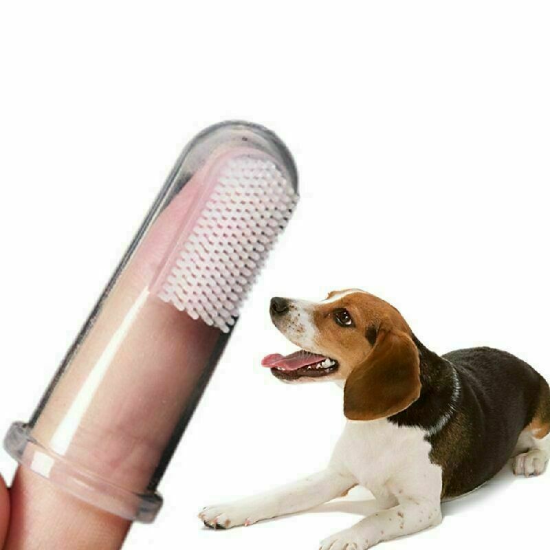 1X Pet Dog Cat Oral Dental Brush Cleaning Finger Toothbrush Teeth  Care  Hy C0O0
