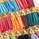 30Pcs Suede Leather Tassel For Keychain Jewelry DIY Pendant Charms Findings Kit