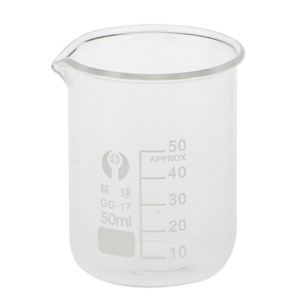 50ml Borosilicate Glass Beaker -- Graduated Low Form Measuring Beakers - Lab