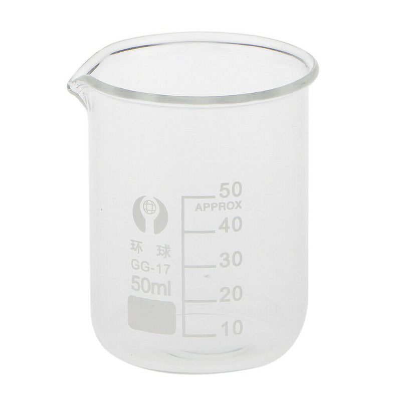 50ml Borosilicate Glass Beaker -- Graduated Low Form Measuring Beakers - Lab
