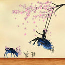Fairy Pink Flower Tree Branch Vinyl Wall Stickers Kids Decals Nursery Decor