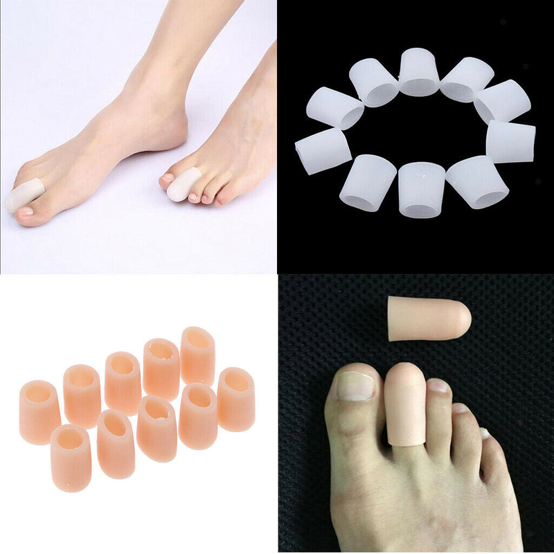 Pack of 10 Pairs, Silicone Toe Tube Sleeves Cushions Protectors for Feet Corn